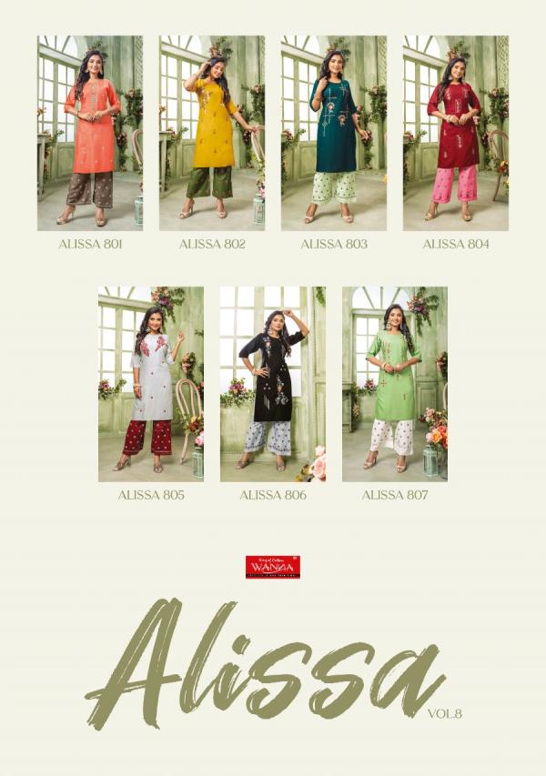 Wanna Alissa Vol 8 Rayon Designer Kurti Pent Collection